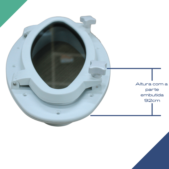 Vigia Gaiuta Oval em ABS Branco 20x40cm c/ Vidro Temperado