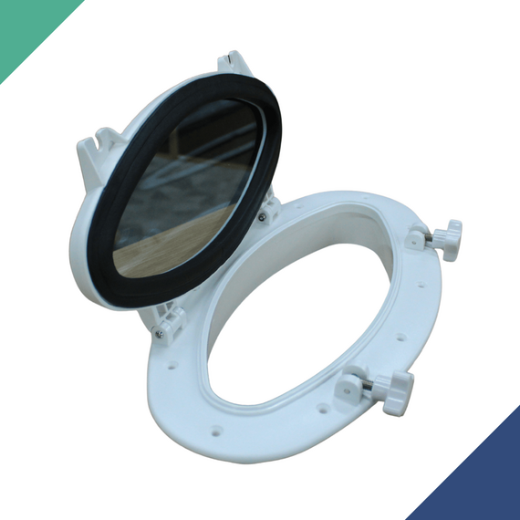 Vigia Gaiuta Oval em ABS Branco 20x40cm c/ Vidro Temperado