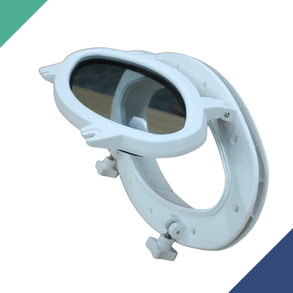 Vigia Gaiuta Oval em ABS Branco 20x40cm c/ Vidro Temperado