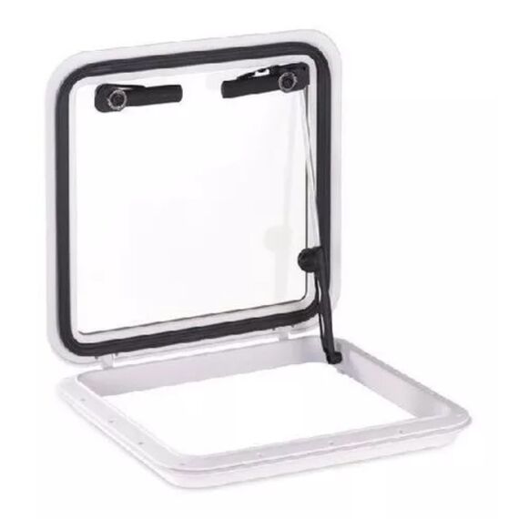 Vigia Gaiuta Retangular em ABS Branco 16x16 pol c/ Vidro Temperado