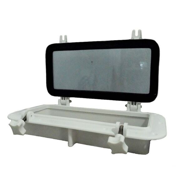 Vigia Gaiuta Retangular em ABS Branco 20x40cm c/ Vidro Temperado