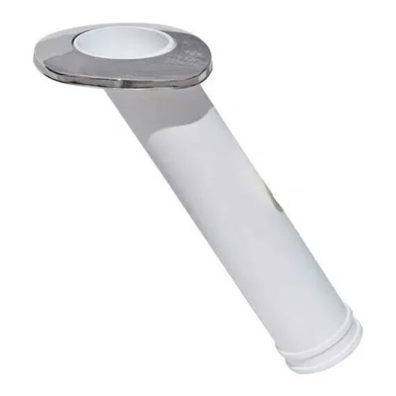 Porta Varas / Caniço Plástico com Acabamento em Inox - Branco s/ Tampa