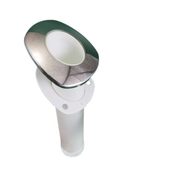 Porta Varas / Caniço Plástico com Acabamento em Inox - Branco s/ Tampa