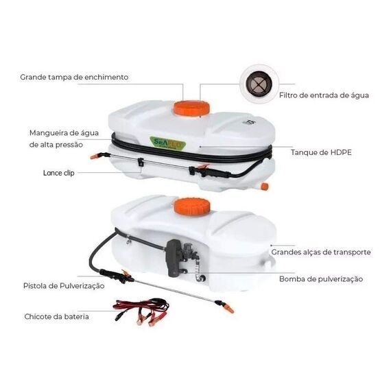 Pulverizador Elétrico ATV 100 Litros c/ Bomba Pressurizadora 2.0 GPM 12v 120psi - SFSP-100-020-02