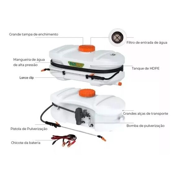 Pulverizador Elétrico ATV 50 Litros c/ Bomba Pressurizadora 1.2 GPM 12v 60psi