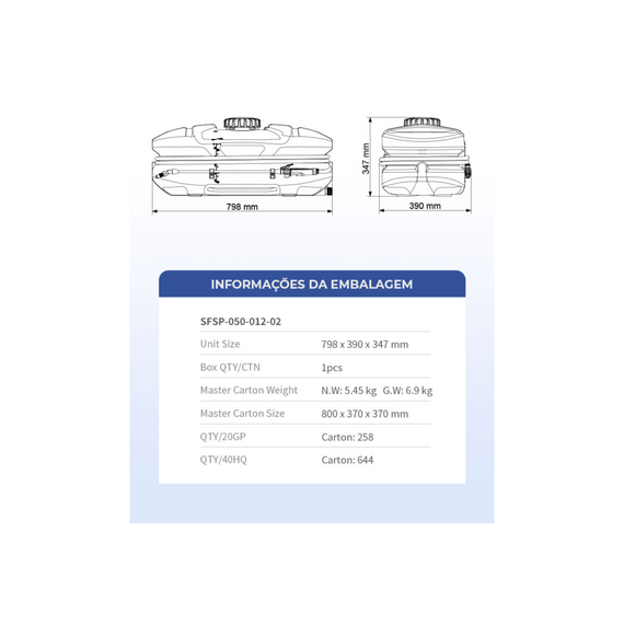 Pulverizador Elétrico ATV 50 Litros c/ Bomba Pressurizadora 1.2 GPM 12v 60psi