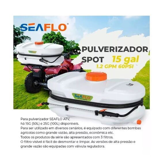 Pulverizador Elétrico ATV 50 Litros c/ Bomba Pressurizadora 1.2 GPM 12v 60psi