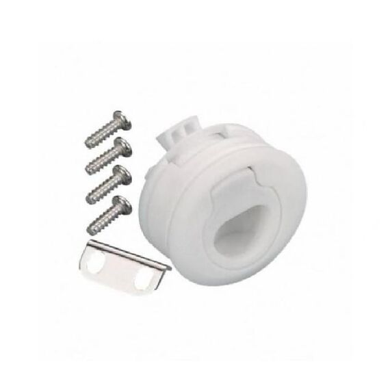 Puxador/Fechadura de Bater p/ Portas até 7/8 pol - Plástico Branco