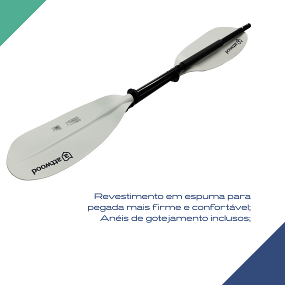 Remo de Alumínio Ajustável p/ Caiaque c/ 2 Pás em ABS Branco - 2,30m - Attwood