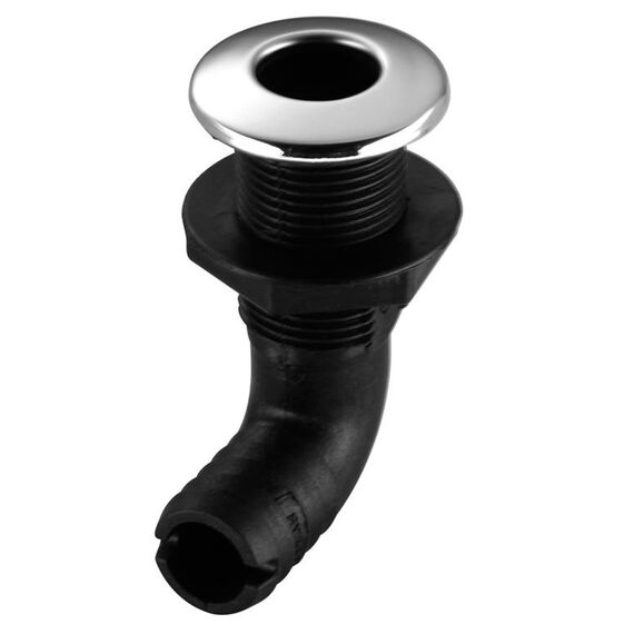 Saída de Costado / Saída D´Água - Plástica 90° - Tam: 1 pol. - Preta c/ Capa em Inox