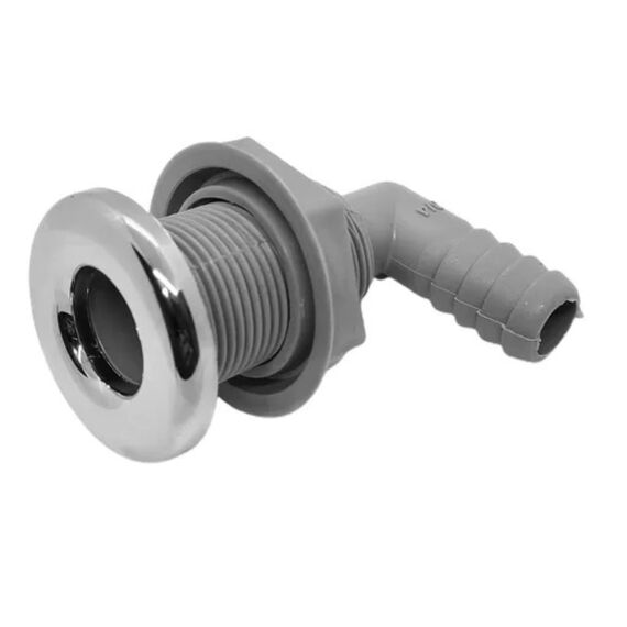 Saída de Costado / Saída D´Água - Plástica 90° - Tam: 3/4 pol. - Cinza c/ Capa em Inox