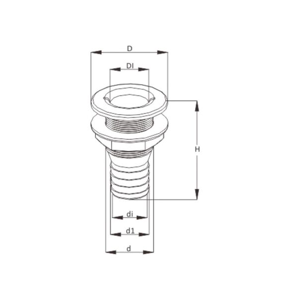 Saída de Costado / Saída D´Água - Plástica 90° - Tam: 3/4 pol. - Cinza c/ Capa em Inox