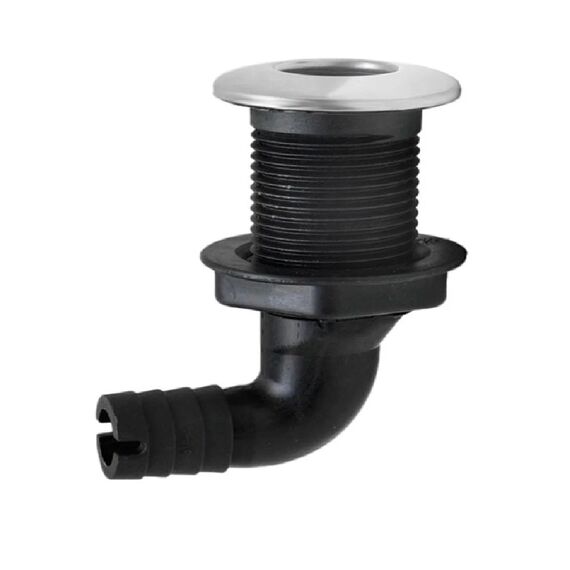 Saída de Costado / Saída D´Água - Plástica 90° - Tam: 3/4 pol. - Preta c/ Capa em Inox