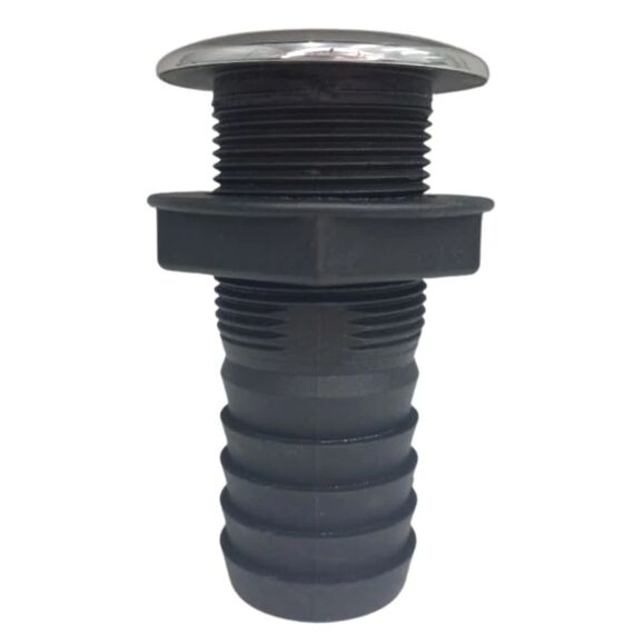 Saída de Costado / Saída D´Água - Plástica - Tam: 1 -1/8 pol. - Preta c/ Capa em Inox