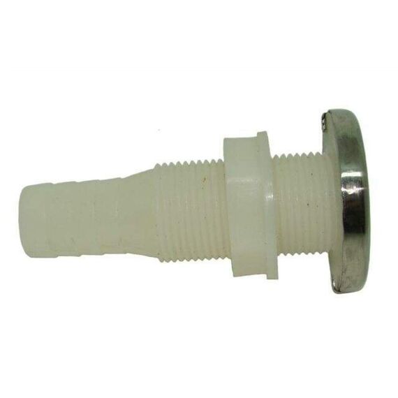 Saída de Costado / Saída D´Água - Plástica - Tam: 1 e 1-1/8 pol. - Branca c/ Capa em Inox