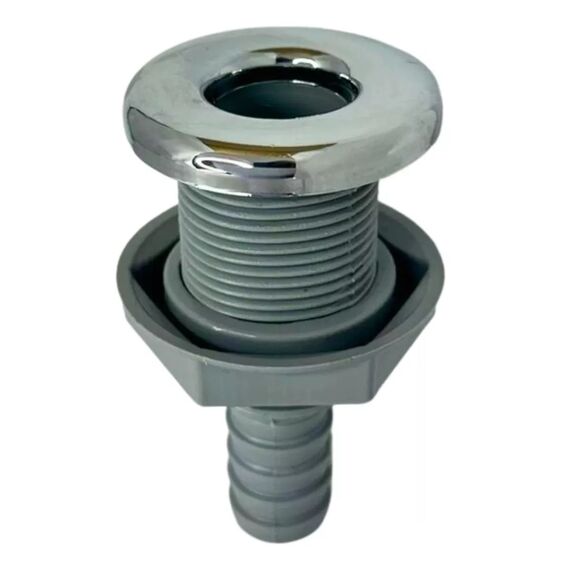 Saída de Costado / Saída D´Água - Plástica - Tam: 1 pol. - Cinza c/ Capa em Inox