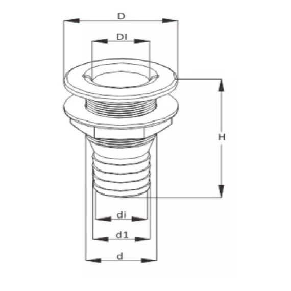 Saída de Costado / Saída D´Água - Plástica - Tam: 1 pol. - Cinza c/ Capa em Inox