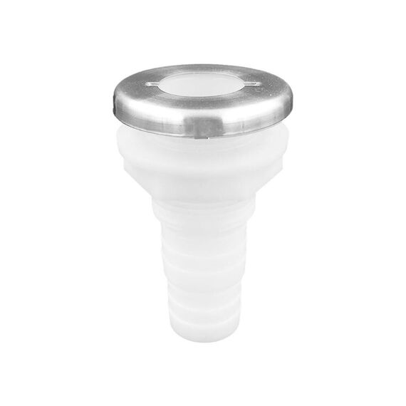 Saída de Costado / Saída D´Água - Plástica - Tam: 3/4 pol. - Branca c/ Capa em Inox