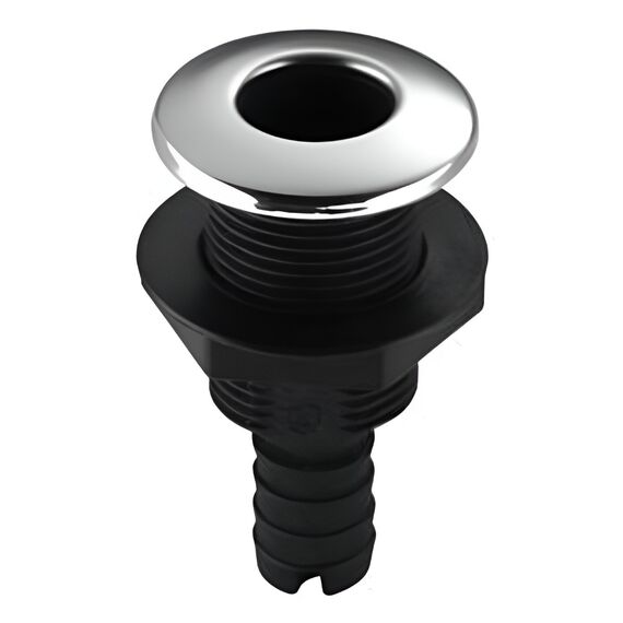 Saída de Costado / Saída D´Água - Plástica - Tam: 3/4 pol. - Preta c/ Capa em Inox