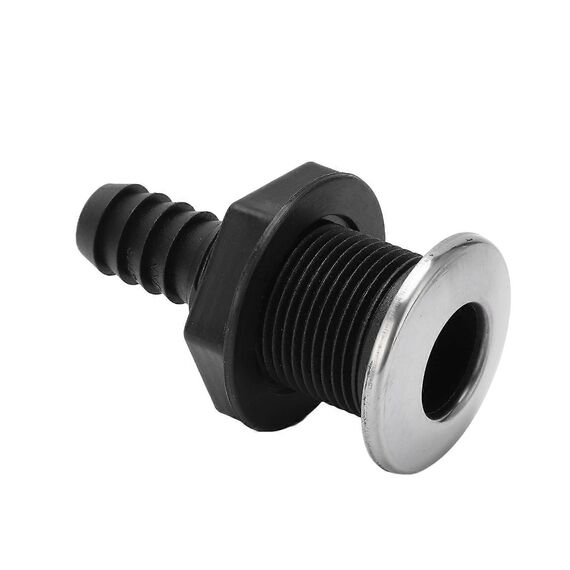 Saída de Costado / Saída D´Água - Plástica - Tam: 3/4 pol. - Preta c/ Capa em Inox