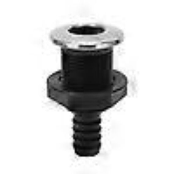 Saída de Costado / Saída D´Água - Plástica - Tam: 5/8 pol. - Preta c/ Capa em Inox