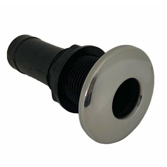 Saída de Costado / Saída D´Água Premium - Plástica - Tam: 1-1/8 pol. - Preta c/ Capa em Inox