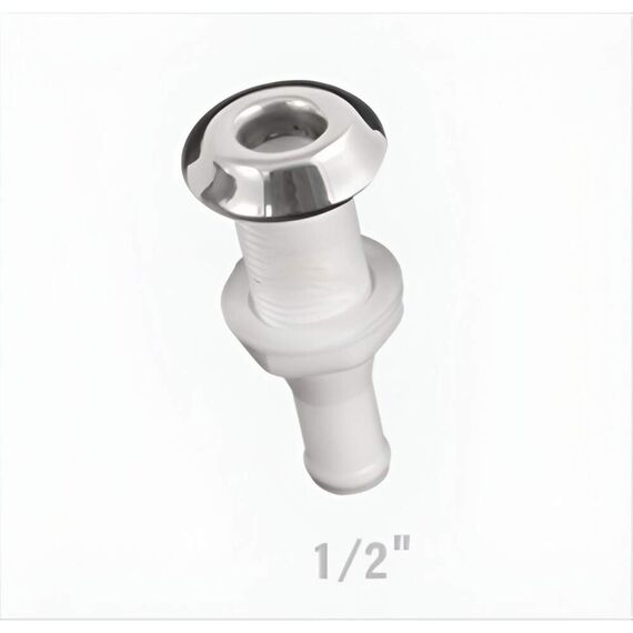 Saída de Costado / Saída D´Água Premium - Plástica - Tam: 1/2 pol. - Branca c/ Capa em Inox