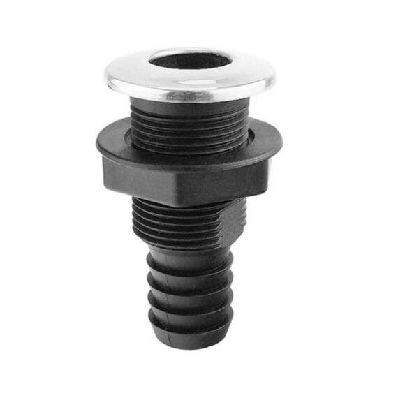 Saída de Costado / Saída D´Água Premium - Plástica - Tam: 1 pol. - Preta c/ Capa em Inox - KM