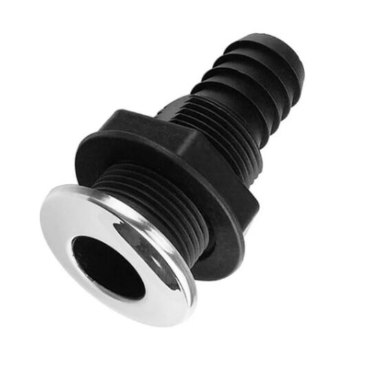 Saída de Costado / Saída D´Água Premium - Plástica - Tam: 1 pol. - Preta c/ Capa em Inox - KM