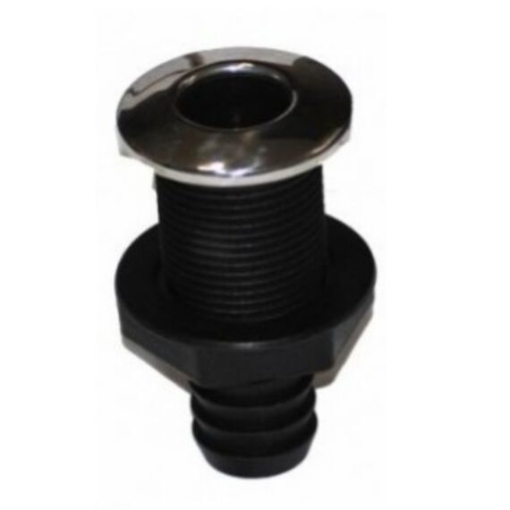 Saída de Costado / Saída D´Água Premium - Plástica - Tam: 1 pol. - Preta c/ Capa em Inox - KM