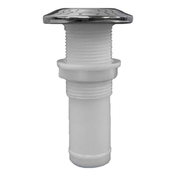 Saída de Costado / Saída D´Água Premium - Plástica - Tam: 3/4 pol. - Branca c/ Capa em Inox