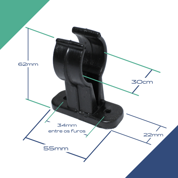 Suporte Porta Remos Baixo p/ Caiaques e Barcos - Plástico Preto