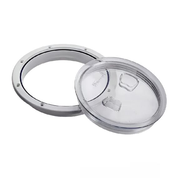 Tampa de Inspeção em ABS - Furo 6 polegadas Cor: Transparente/Branca