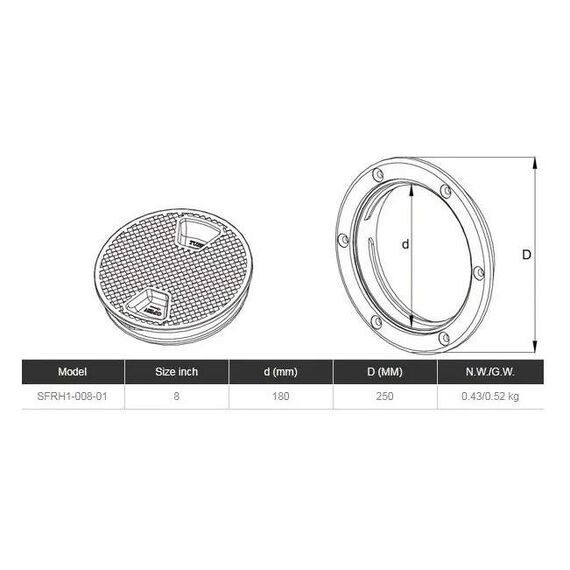 Tampa de Inspeção em PVC Reforçada - Furo 180mm Cor: Branca - Seaflo
