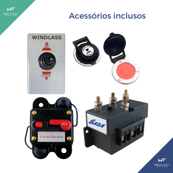 Guincho Elétrico p/ Âncora BADA - C912 - Corrente 6mm - 900W - PARA BARCOS DE 20 a 35 pés