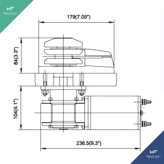 Guincho Elétrico em INOX Âncora BADA - C912 - Corrente 8mm - 900W - PARA BARCOS DE 20 a 35 pés