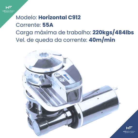Guincho Elétrico em INOX Âncora BADA - C912 - Corrente 8mm - 900W - PARA BARCOS DE 20 a 35 pés