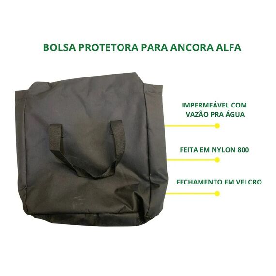 Kit Âncora Alfa Galvanizada a Fogo C/ Solda - Modelo: Rocna - Tam: 1,4kg + Cabo Trançado + Boia Isopor + Bolsa