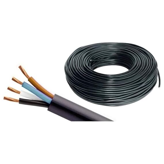 Rolo Cabo PP Cobre Flexível 4 Vias Capa Dupla - Preto - 4 x 1,00mm - 2m