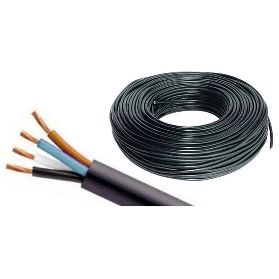 Rolo Cabo PP Cobre Flexível 4 Vias Capa Dupla - Preto - 4 x 1,00mm - 50m