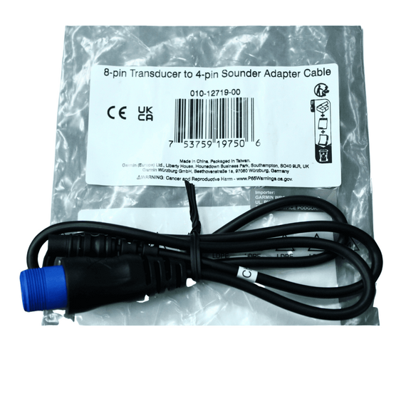 Cabo Conector Adaptador p/ Transducer Garmin - Macho 8 pinos p/ Femea 4 pinos - 010-12719-00