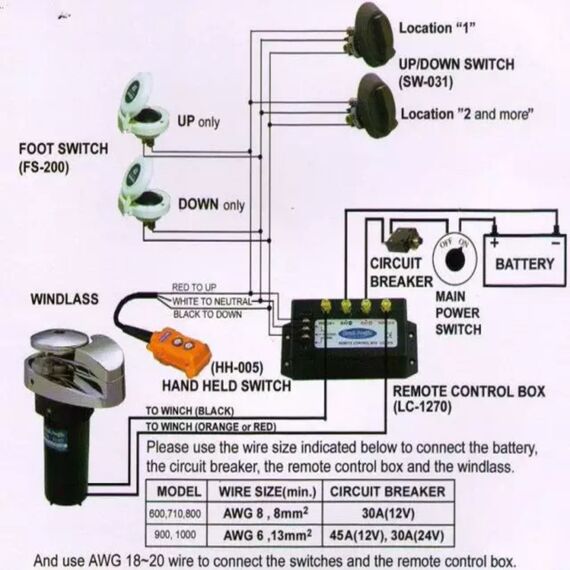 Guincho Elétrico p/ Âncora South Pacific VA1000 - Corrente 8mm