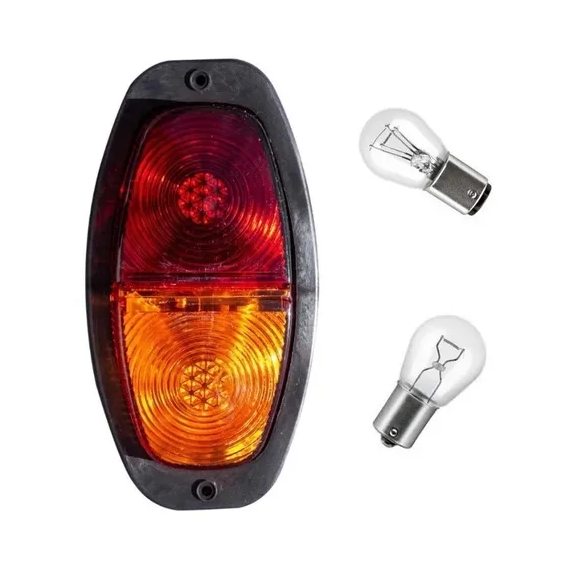 Lanterna Canoinha p/ Carretinha Universal Bicolor - Pisca, Meia Luz e Freio - 12V - c/ Lâmpadas - 1 Unidade