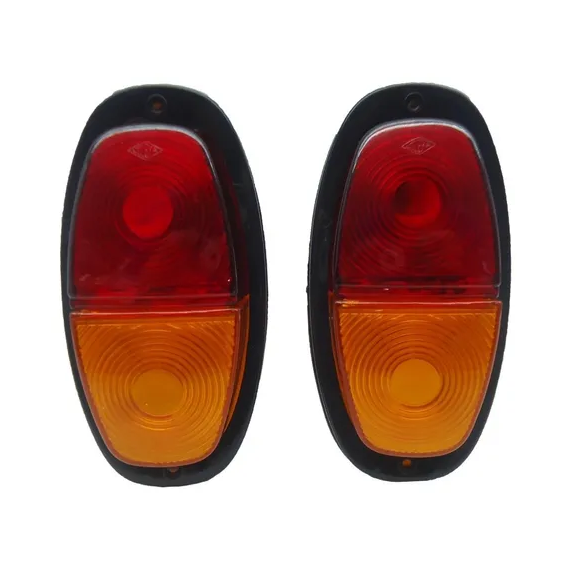 Lanterna Canoinha p/ Carretinha Universal Bicolor - Pisca, Meia Luz e Freio - 12V - s/ Lâmpadas - 2 Unidades