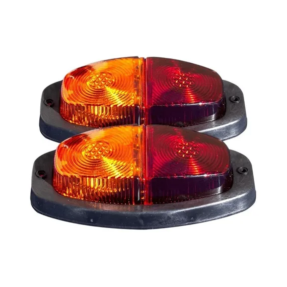 Lanterna Canoinha p/ Carretinha Universal Bicolor - Pisca, Meia Luz e Freio - 12V - s/ Lâmpadas - 2 Unidades