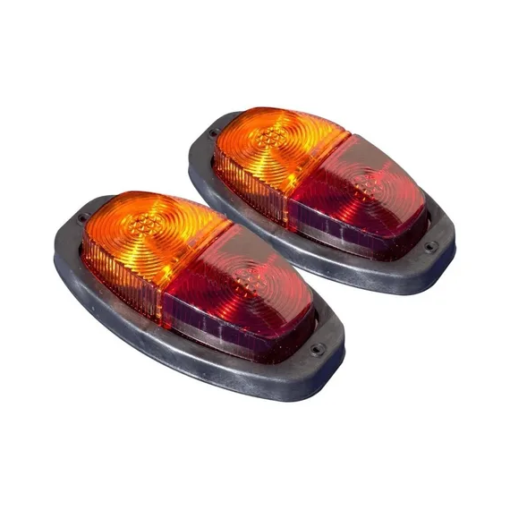 Lanterna Canoinha p/ Carretinha Universal Bicolor - Pisca, Meia Luz e Freio - 12V - s/ Lâmpadas - 2 Unidades