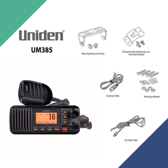 Rádio VHF Marítimo Classe D - Uniden SOLARA UM385 - Preto - Homologado