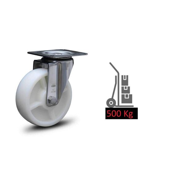 Rodízio Inox 5x2 Base GIRATÓRIA Reboque Encalhe Carreta Lancha - 500KG