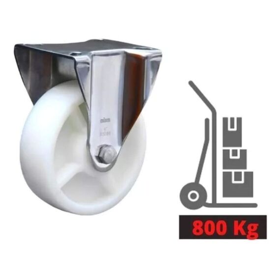 Rodízio Inox 8x2 Base FIXA Reboque Encalhe Carreta Lancha - 800kg