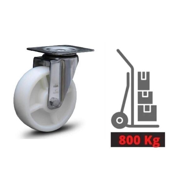 Rodízio Inox 8x2 Base GIRATÓRIO Reboque Encalhe Carreta Lancha - 800KG